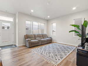 Living room featuring light wood-type flooring