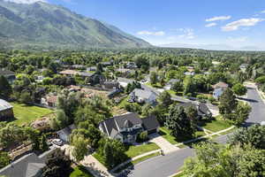 Aerial view with a mountain view