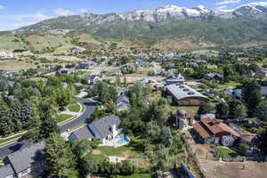 Drone / aerial view with a mountain view