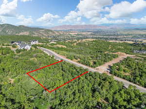 Birds eye view of property with a mountain view