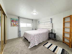 Bedroom featuring carpet