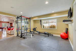 Exercise room featuring pool table