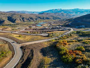 Drone / aerial view featuring a mountain view