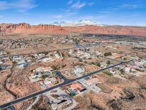 Aerial view featuring a mountain view