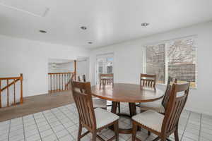 Open dining room with bright natural light