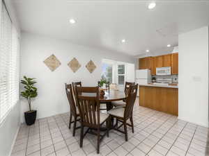 View of tiled dining area