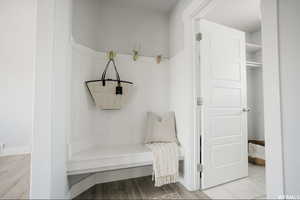 Mudroom featuring light hardwood / wood-style floors