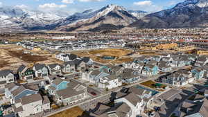 Drone / aerial view with a mountain view