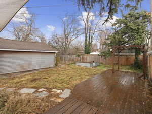 Wooden deck with a yard