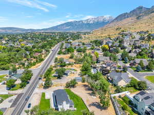 Aerial view with a mountain view