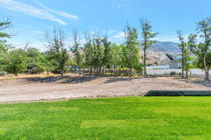 View of yard with a mountain view