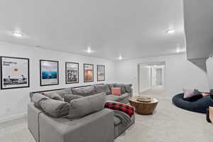 View of carpeted living room