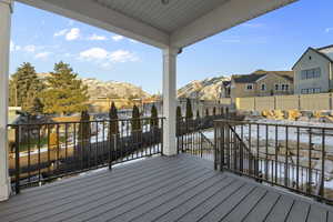 Deck featuring a mountain view