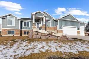 View of front of home with a garage