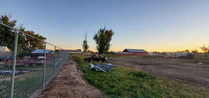 View of yard at dusk