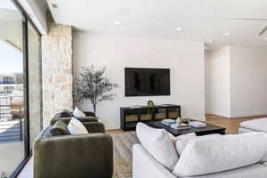 Living room featuring light hardwood / wood-style flooring