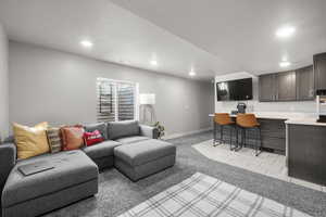 View of carpeted living room