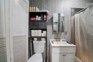 Bathroom with vanity and toilet