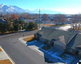 Drone / aerial view with a mountain view