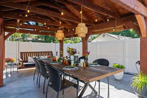 View of patio featuring a gazebo