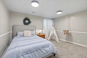 Bedroom with carpet floors