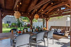 View of patio / terrace featuring a gazebo and an outdoor hangout area