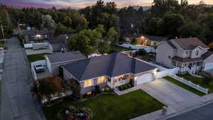 View of aerial view at dusk