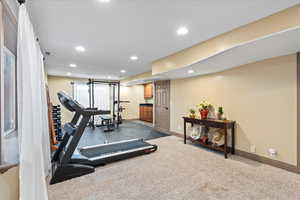 Exercise area with carpet