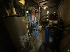 Utility room featuring water heater