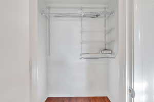 Spacious closet with hardwood / wood-style floors