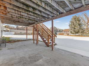 View of snow covered patio