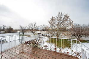 View of snow covered deck