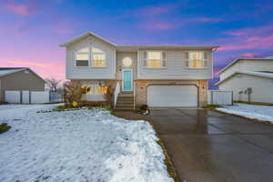 Split foyer home with a garage