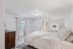 Bedroom with light wood-type flooring