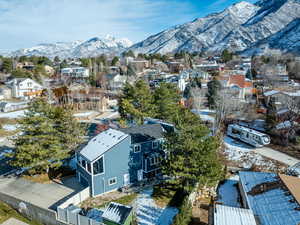 Drone / aerial view with a mountain view