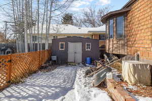 Exterior space with a storage unit