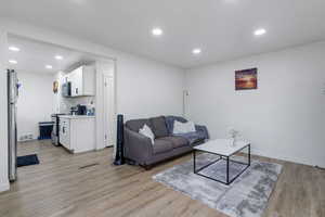 Living room featuring light wood-type flooring