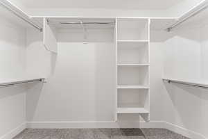 Walk in closet featuring carpet
