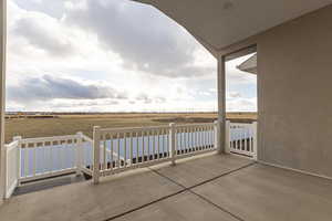 View of patio with a rural view