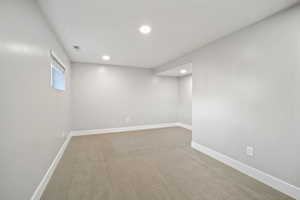 Bedroom with carpet flooring