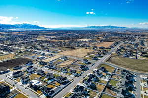 Aerial view featuring a mountain view