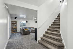 View of carpeted living room