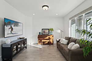 Living room featuring light wood-type flooring