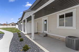 View of patio with central AC