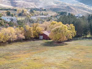 Bird's eye view featuring a mountain view and a rural view