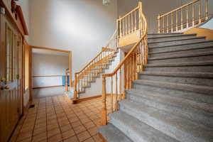 Staircase with a high ceiling