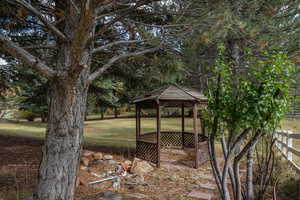 View of yard featuring a gazebo