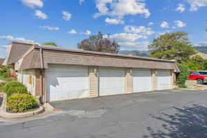 Garage with a mountain view