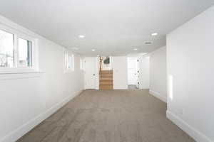 Basement family room with so much natural light.