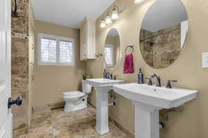 Upstairs Bathroom with dual sinks